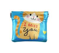 Monedero portátil de piel con diseño de gato marrón con texto en inglés "I Miss You", I Miss You Cartoon lindo gato marrón, 1 size, Arte impreso