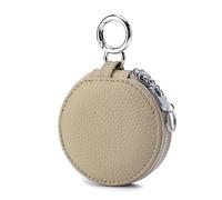 Monedero redondo con espejo, bolsa simple para cambio de dinero, bolsa portátil para auriculares, bolsa de almacenamiento para lápiz labial, bolsa para auriculares con cremallera, gris claro, moda