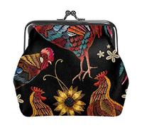 Monedero retro con hebilla de flor de gallo de animales vintage, bolsa de embrague con hebilla de beso, monedero con cierre floral para mujeres y niñas, Multicolor 16, Talla única, Organizador de