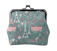 Monedero romántico con diseño de la Torre Eiffel de París, mini monedero para mujer, monedero pequeño para tarjeta de crédito y llave de identificación, Negro -, Talla única, Vintage
