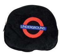 Monedero subterráneo de felpa con licencia de Londres, bordado subterráneo frontal Back Mind The Gap Emnroidery, color negro azabache, Black, Size Height 10CM, Width 2CM and Height 13.50CM, Temática
