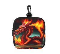 Monedero, tarjetero con estampado de Dragon King in Fire, mini cartera con llavero, para viajes, uso diario y regalos