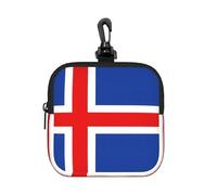 Monedero, tarjetero con estampado de la bandera de Islandia, mini monedero con llavero, para viajes, uso diario y regalos