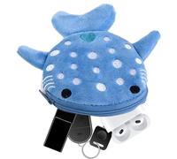 Monedero tiburón - Cartera para niño | Lindo dibujos animados auricular bolsa de almacenamiento tiburón tarjeta billetera, cremallera patrón bordado para llave, monedero, azul, Se référer au