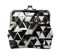 Monedero triangular de oro blanco y negro para mujer, cartera pequeña para mujer, pequeña bolsa de maquillaje para bolso, cartera retro ultrafina, Negro -, Talla única, Art Deco