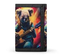 Monedero triple con diseño de oso koala tocando la guitarra, con ranuras para tarjetas, para hombres y mujeres