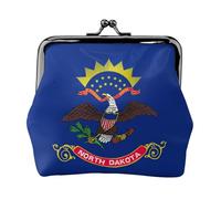 Monedero único y Elegante con Estampado de la Bandera del Estado de Dakota del Norte, Linda Billetera con Cierre de Beso, Resistente al Agua para Monedas