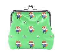 Monedero, variedad de flores coloridas con cerradura de beso, bolsa portátil, organizador de cartera, Cute Foxes Soccer Green, Talla única, Cute Foxes Soccer Green