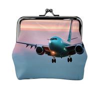 Monedero versátil con diseño de aviones en las luces de noche y monedero exquisito impermeable con cierre de beso para llaves y tarjetas