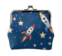 Monedero versátil con estampado de cohete en el espacio, exquisita mini cartera para cualquier ocasión