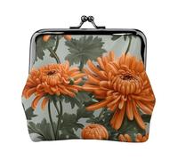 Monedero versátil con estampado de crisantemo naranja, exquisita cartera pequeña para cualquier ocasión