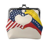 Monedero versátil con forma de corazón con estampado de Estados Unidos y Venezuela para cualquier ocasión