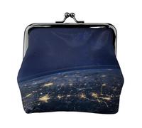 Monedero View of Earth para mujer, cartera pequeña para mujer, pequeña bolsa de maquillaje para bolso, cartera retro ultrafina, Negro -, Talla única, Art Deco