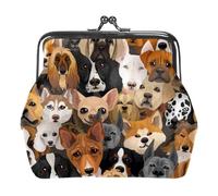 Monedero Vintage con diseño de Perros y Varios Animales, con Cierre de Beso