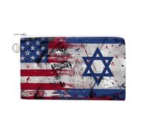 Monedero vintage de lona personalizado con la bandera de Israel de Estados Unidos, bolsa de cambio, bolsa de maquillaje pequeña para hombres y mujeres, 7.5 x 4.6 pulgadas, Estilo:, Talla única,
