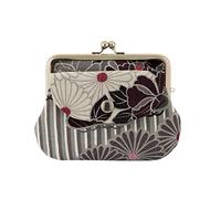Monedero vintage floral con cierre de beso para cambio de monedas/hecho en Japón para mujer, Flor retro - Negro, Cartera japonesa