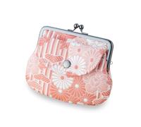 Monedero vintage floral con cierre de beso para cambio de monedas/hecho en Japón para mujer, FUKURE weave - Flor retro - Rosa, Retro