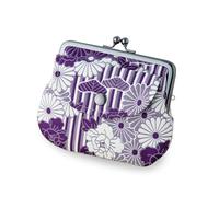 Monedero vintage floral con cierre de beso para cambio de monedas/hecho en Japón para mujer, FUKURE weave - Flor retro - Morado, Retro