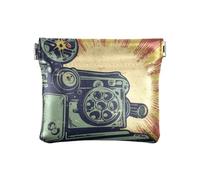 Monedero vintage girasoles sobre fondo negro para hombre, Gramófono en el rayo del sol, Patrón: