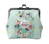 Monedero vintage para mujer, diseño con texto en inglés «I Love The 90s», de piel sintética, ligera, para monedas y tarjetas