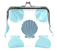 Monedero y bolsillos personalizados para mujer con hebilla y cierre de hebilla, diseño de conchas azules, conchas azules de moda, clásico, Conchas azules de tendencia, Clásico