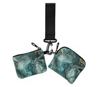Monederos abstractos con patrón de mármol verde y dorado para mujer, tarjetero, protector de tarjetas de identidad desmontable con bolsillo para monedas con cremallera para dama, 2 paquetes, Patrón