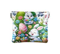 Monederos amarillos Golden Sunrise Meadow Mini monedero de joyería, monedero portátil, organizador de cartera, Playful Rabbit Gathering White, Talla única, Playful Rabbits Gathering White