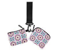 Monederos bohemios morados con diseño de ojos malvados para mujer, tarjetero, gran capacidad, monedero con llavero para uso diario, 2 unidades