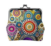 Monederos con diseño de círculos étnicos, cartera pequeña para tarjetas para hombres y mujeres, para ir de compras y salidas casuales, Negro -, Talla única, Art Deco