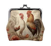 Monederos con hebilla con estampado de gallo y pollo1, estilo vintage, con cierre de beso, monedero, monedero, monedero, monedero para mujer, a la moda, Negro -, Talla única, Vintage