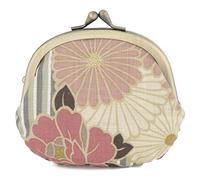 Monederos con hebilla floral (cierre de beso pequeño bolsa de maquillaje ovalada) / Hecho en Japón Kiss-lock monedero monedero monedero pequeño bolsa de maquillaje para mujer, Pequeña bolsa / Retro