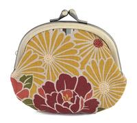 Monederos con hebilla floral (cierre de beso pequeño bolsa de maquillaje ovalada) / Hecho en Japón Kiss-lock monedero monedero monedero pequeño bolsa de maquillaje para mujer, Small Pouch / Retro
