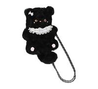 Monederos cruzados de felpa con forma de gato para mujer, bolsa de hombro para teléfono, monederos de animales, Black