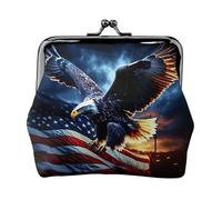 Monederos de águila calva americana, pequeña cartera para tarjetas para hombres y mujeres, para ir de compras y salidas casuales, Negro -, Talla única, Art Deco