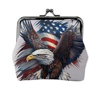 Monederos de águila calva americana, pequeña cartera para tarjetas para hombres y mujeres, para ir de compras y salidas casuales, Negro -, Talla única, Art Deco