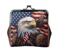 Monederos de águila calva americana, pequeña cartera para tarjetas para hombres y mujeres, para ir de compras y salidas casuales, Negro -, Talla única, Art Deco