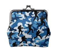 Monederos de camuflaje azul, cartera pequeña para tarjetas para hombres y mujeres, para ir de compras y salidas casuales, Negro -, Talla única, Art Deco