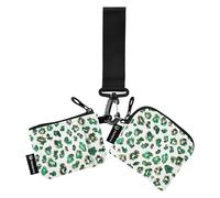 Monederos de Cleetah verde dorado para mujer, fundas para tarjetas, protector de tarjetas de identidad desmontable con bolsillo con cremallera para dama, 2 piezas para tarjetas