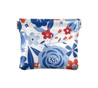 Monederos de cuero para mujer, color rojo, blanco y azul, diseño floral Liberty, convenientes bolsas de cosméticos para mujeres y niñas, Liberty Floral, 4.33"(L) x 3.74"(W) x 0.39"(H), Classic