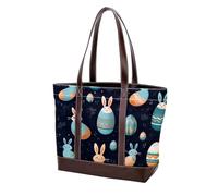 Monederos de hombro de conejo de Pascua de dibujos animados 870 para mujer, bolsos grandes de cuero lavado suave y duradero, multicolor 07, 33.8x12x31cm/13.3x4.7x12.2 in