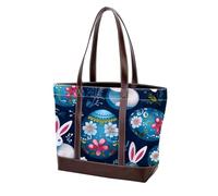Monederos de hombro de conejo de Pascua de dibujos animados 870 para mujer, bolsos grandes de cuero lavado suave y duradero, multicolor 09, 33.8x12x31cm/13.3x4.7x12.2 in
