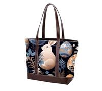 Monederos de hombro de conejo de Pascua de dibujos animados 870 para mujer, bolsos grandes de cuero lavado suave y duradero, Multicolor 10, 33.8x12x31cm/13.3x4.7x12.2 in
