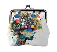 Monederos de inteligencia artificial con diseño de cerebro con hebilla y cierre de beso, monedero, monedero, monedero, monedero para mujer a la moda, Negro -, Talla única, Vintage