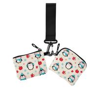 Monederos de invierno con diseño de pingüino de dibujos animados para mujer, tarjeteros, tamaño compacto, monedero con bolsillo para monedas con cremallera, 2 paquetes, Pingüino de dibujos animados de