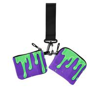 Monederos de moda para mujer, diseño de graffiti callejero, color verde y morado, monedero con cremallera y bolsillo para monedas para mujer, 2 paquetes, Pintura de graffiti callejero de moda verde