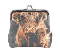 Monederos de motocross, bolsa organizadora de cierre a presión, color negro para monedas, 4.5 x 4.1 pulgadas, Cute highland cows Brown, Una talla, Cute Highland Cows Brown