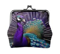 Monederos de pavo real morado, cartera pequeña para hombres y mujeres, para ir de compras y salidas casuales, Negro -, Talla única, Art Deco