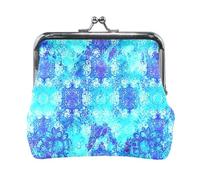 Monederos de piel con cierre a presión de tiburón neón azul marino para mujer, 4.5 x 4.1 pulgadas, Mandala azul acuarela, Talla única, Mandala azul acuarela