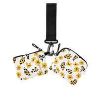 Monederos de piel de leopardo con hojas y flores para mujer, gran capacidad, con bolsillo para monedas con cremallera, 2 unidades, Piel de leopardo deja flores, 1 size, Casual