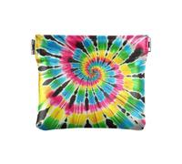 Monederos de piel sintética portátil con diseño de gnomos otoñales, almacenamiento de viaje para cosméticos, auriculares, joyas, tamaño 4.3 x 3.7 pulgadas, Remolino de teñido anudado, Talla única,